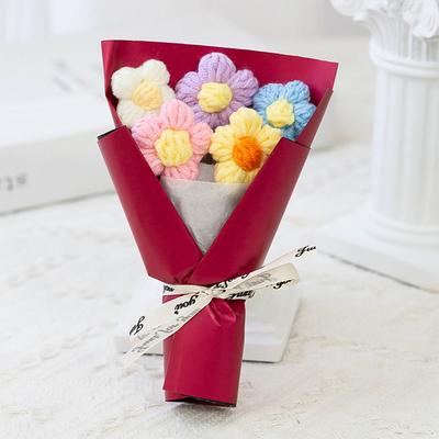 DIY Handgewebter Gestrickter Blumenstrauß Kunstblume Gestrickte Wollblumen Gewebt Geburtstags- Valentinstag-Geschenk Heimdeko