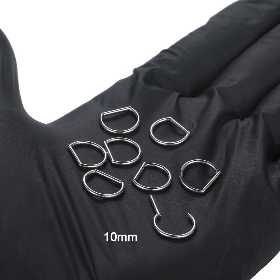 Titanium Clicker Body Piercing 16 8mm 16G Hinged Cartilage BC2771608 [Green Piercing] D-shaped (Size) Gauge/(Inner Diameter)