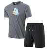 Men's Summer Ice Silk Sports Suit - Casual Two-piece Short Sleeve T-shirt & Shorts Set for All Ages.