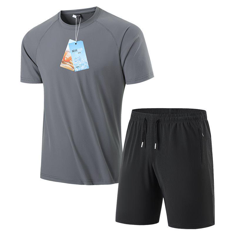 

Men s Summer Ice Silk Sports Suit - Casual Two-piece Short Sleeve T-shirt & Shorts Set for All Ages. 3XL
