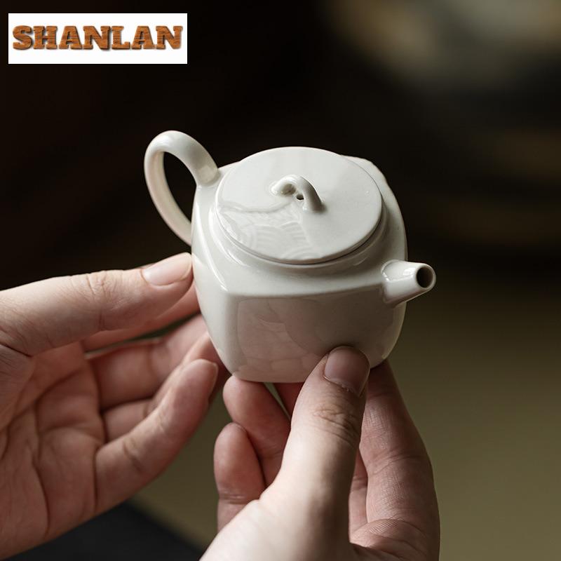 90 ml quadratische Teekanne mit Pflanzenasche-Glasur, traditionelle Teekanne mit Siebeinsatz, Teekessel zum Ziehenlassen mit Filter, Zubehör für die Teezeremonie