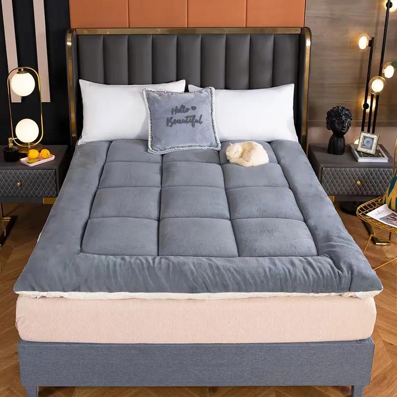 WTEMPO Warm Winter Single Student Dormitory Mattress Solid Color Soft Thickened Plush Mattress Cushion Home Tatami Double-sided Bed Mattress Quilts