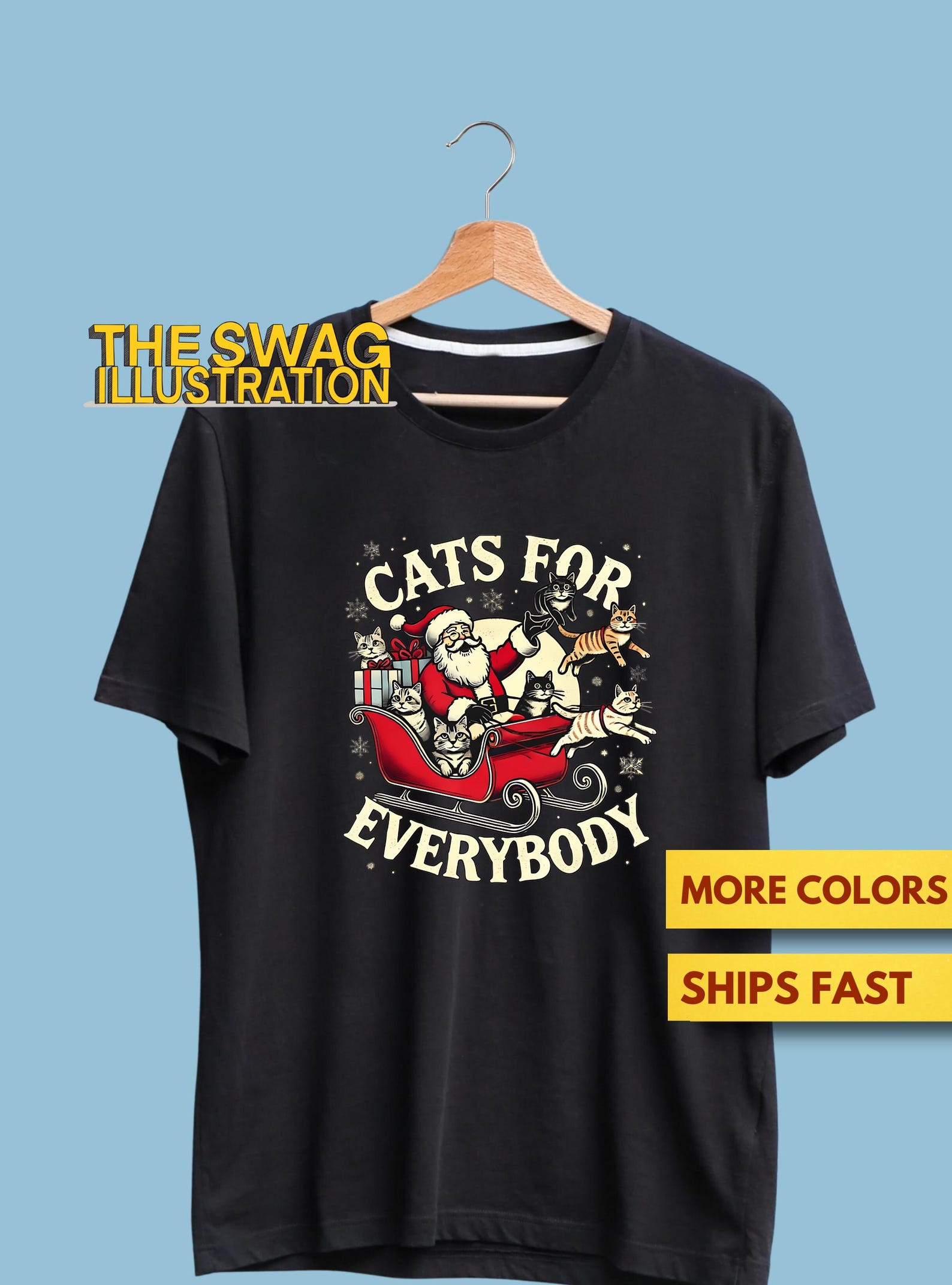 Cats For Everybody Christmas CaT shirt, Christmas Cat Santa Shirt, Cat Lovers GifT shirt, Christmas GifT shirt, Cat Parents Gift Soft Tee 4XL
