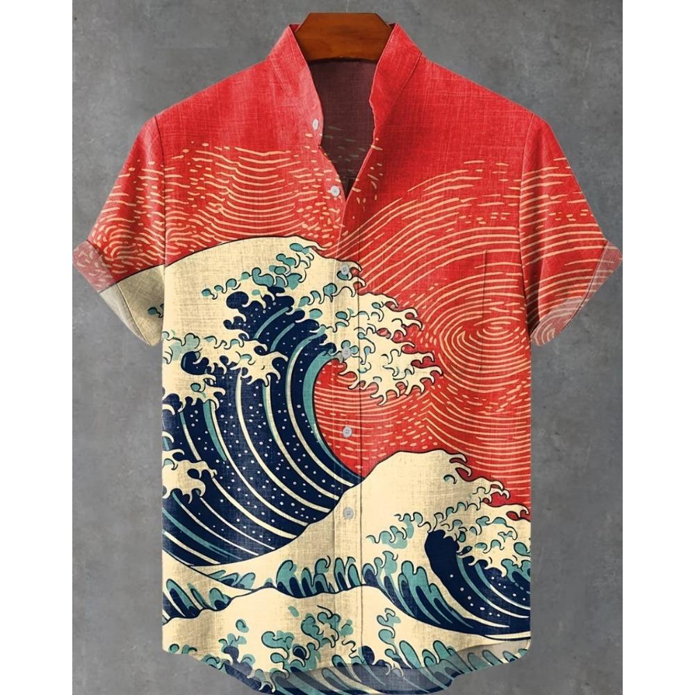 New Men's Printed Hawaiian Shirt Casual Short Sleeve Top Loose Clothing Fashion Vintage Summer Shirt