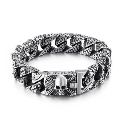 316L titanium stalen kruisarmband Europese en Amerikaanse roestvrijstalen punk-schedelarmband voor heren