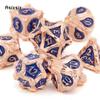 7 Pcs Copper Blue Tree Stump Root Metal Dice Solid Metal Polyhedral Dice Set Suitable for Role-Playing RPG  Board Game Card Game