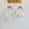 2024 Autumn Baby Girls' Pure Color Romper & Windproof Vest Set, One-Piece Triangle Climbing Suit