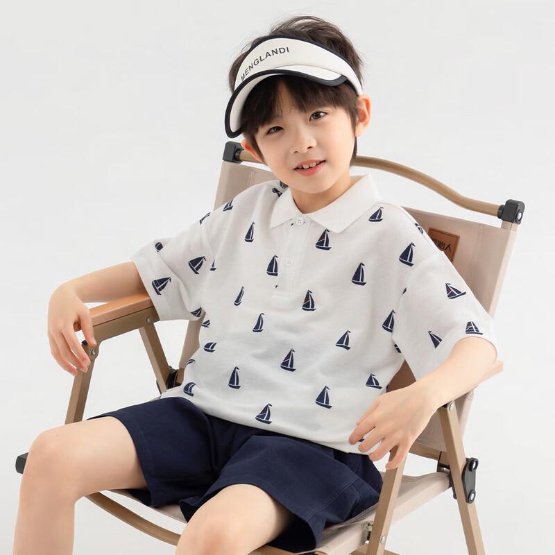 Boys' Sailboat Print Short Sleeve Polo Shirt