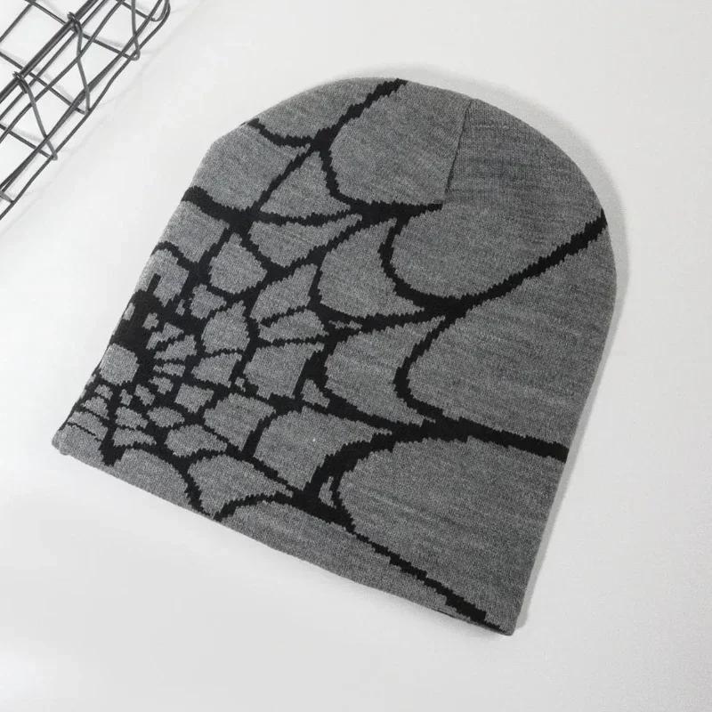 Strick Spinne Netz Design Mütze Skullies Beanies für Männer Frauen Pullover Mützen Y2k Goth Warme Beanie Mützen Neue Hip-hop Street Mütze