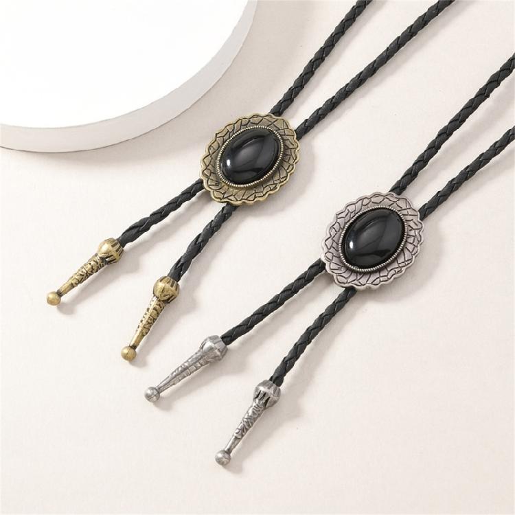 High-Quality Leather Bolo Tie Chain Necklace Long Gold Plated Design Multipurpose Wear For Office Gatherings Travel Lightweight Accessory