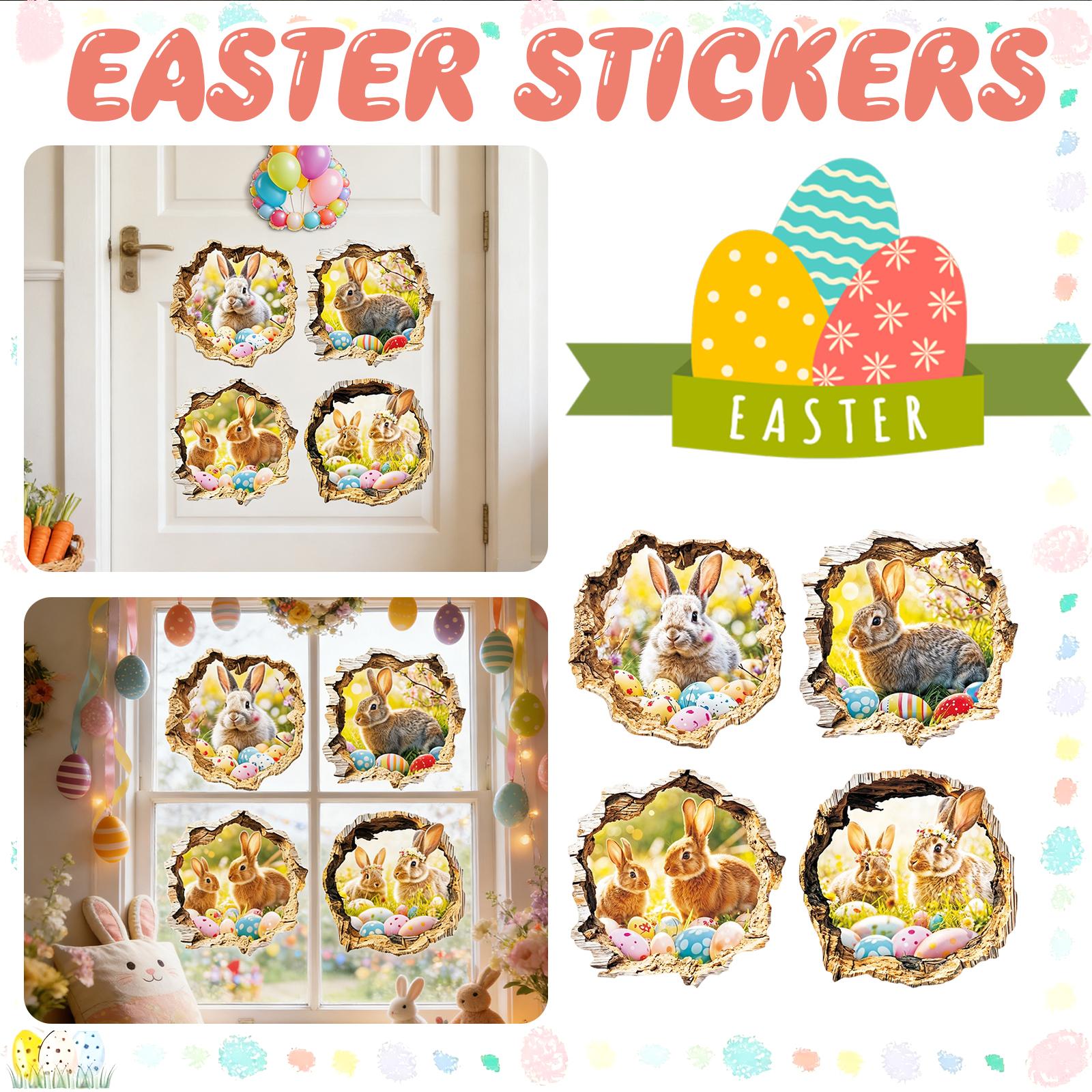 

Креативні Великодні наклейки на стіну, Святкові 3D наклейки-прорив, Великодній Кролик, Декоративні наклейки на стіну для дому, Кімнати, Кімнати, Вечірки One Size жовтий