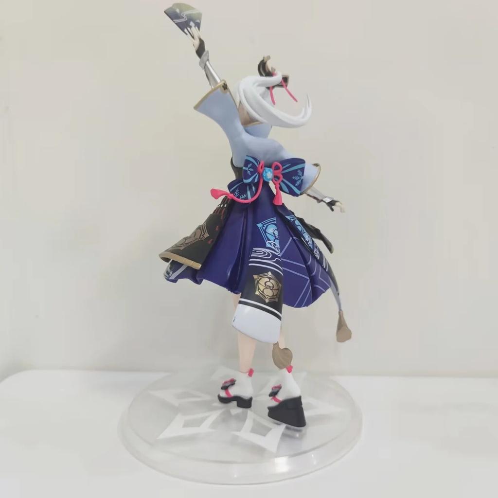 Anime Game Genshin Impact Kamisato Ayaka Dancing Fan Pvc Figure Figurine 23cm Toy Model Statue Doll