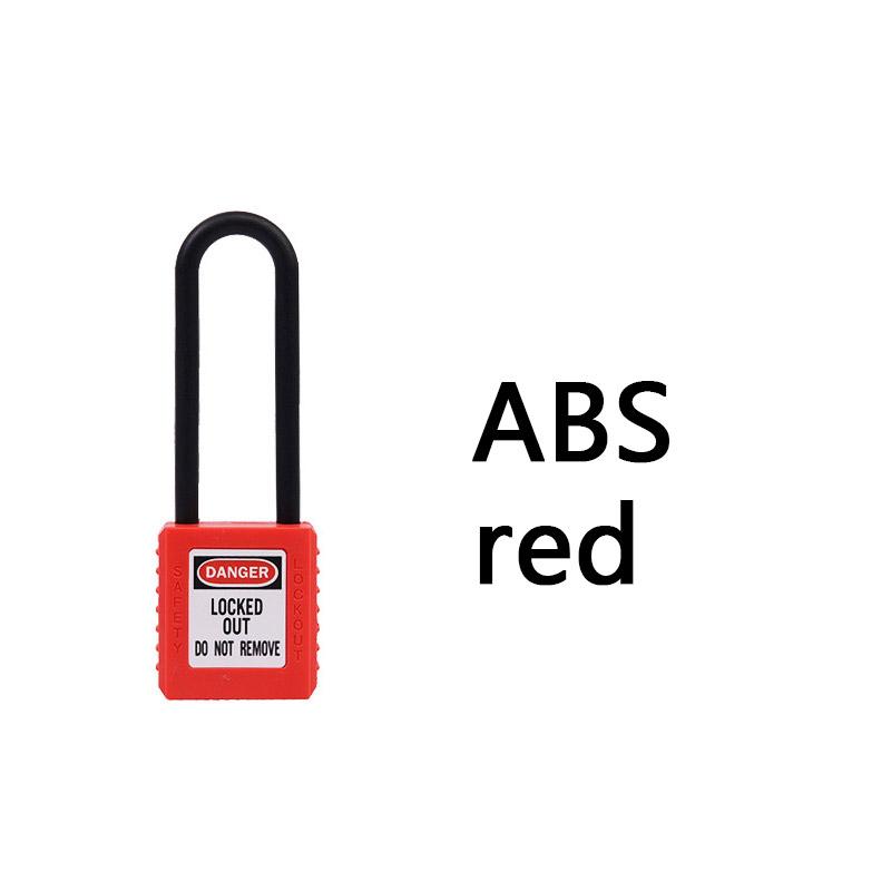 1pcs ABS lock security padlock plastic shackle safety padlock 76mm nylon non conductive safety padlock, with 2 unique key ABS red