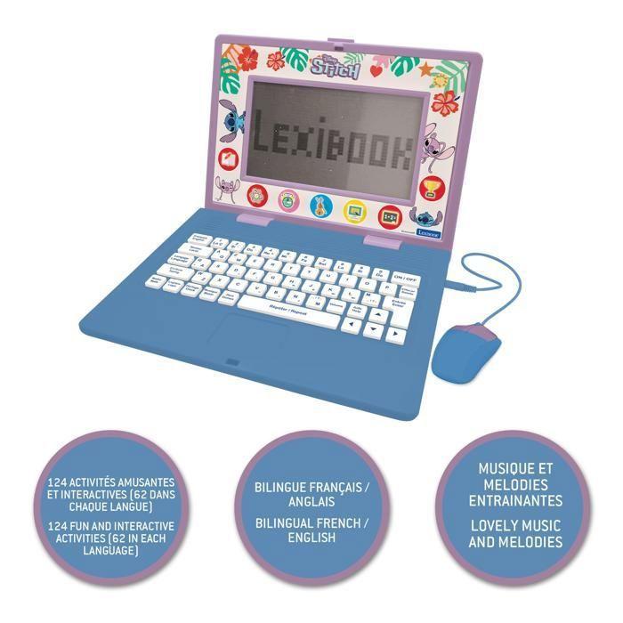 Ordinateur éducatif - LEXIBOOK - Stitch - 170 activités - Bilingue EN/FR - 7 catégories éducatives