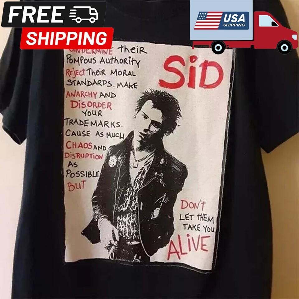 Sid Vicious  Sex Pistols Band Unisex Cotton shirtGraphic TshirtSize S to 5XL Unisex T-Shirt XXL