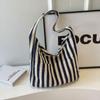 Daily Magnetic Snap Vertical Stripe Bag Tote Vintage Commute Handbag Canvas Shoulder Bag  Girls