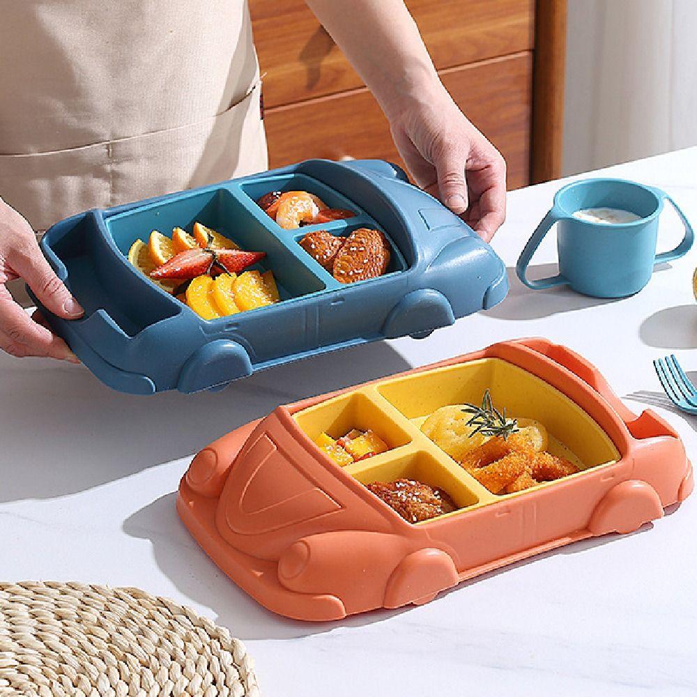 Detachable Car Shaped Dinner Plate Cartoon Feeding Food Tray Kid's Lunch Plate  Household