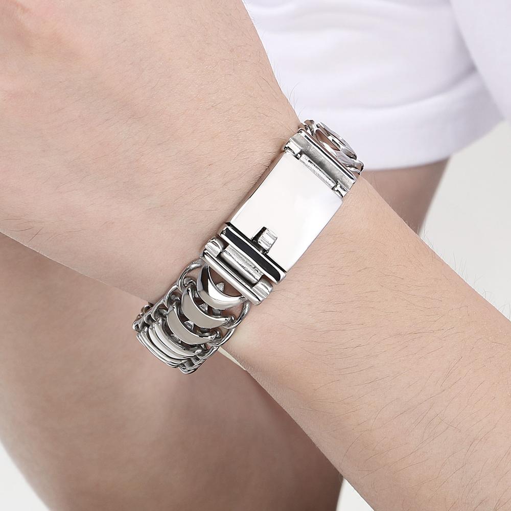

Solid Stainless Steel Keel Chain Bracelet for Men 19MM Width 19/20/22CM Black/Gold Color Man Bracelets Men s Jewelry Gifts 19CM серебряный