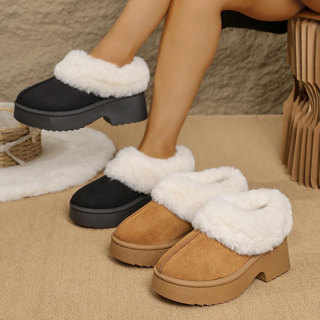 Mao Mao tofflor dam ytterkläder 2025 nya vintern staplade förtjockade snökängor tjocksulade högklackade varma bomullsskor