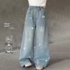 Hello Kitty Girls' 2026 Autumn Cartoon Print Loose Soft Jeans
