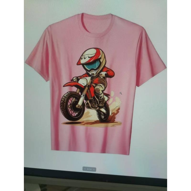 Boys Girls Muddy Track Motorcycle T-shirts Boys Fashion Trends Bottom Shirts See-through Casual Comfortable Boys Girls Best Gift