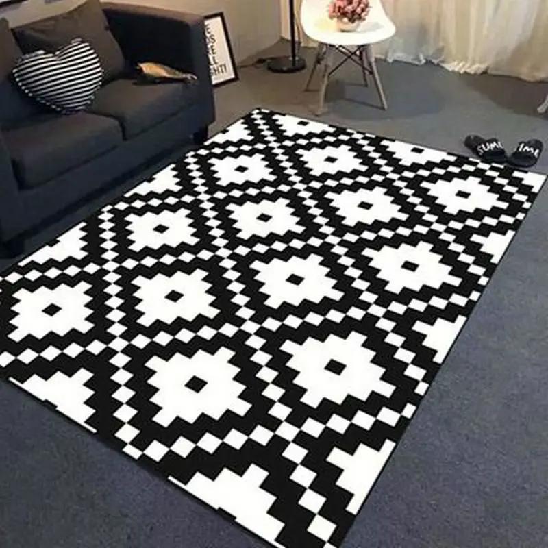 Korean-Inspired Plush Area Rug – Black & White Simple Thick Non-Slip Carpet for Living Room, Bedroom, Modern Home Decor