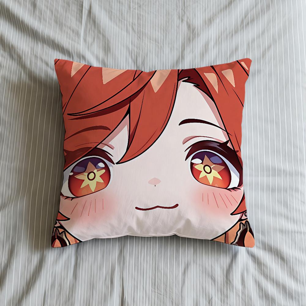 Face Impact Cushion Cover Soft Case Genshin Sofa Living Game Room Home Comfortable Office Decor Protective Q Cute Pillow
