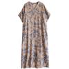 Dimanaf Plus Size 2025 Summer Dress V-Neck Women Casual Vintage Dress Basic Printing Long Loose Dress Maxi