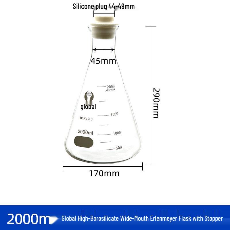Heat-Resistant Thick Glass Triangular Flask with Silicone Stopper