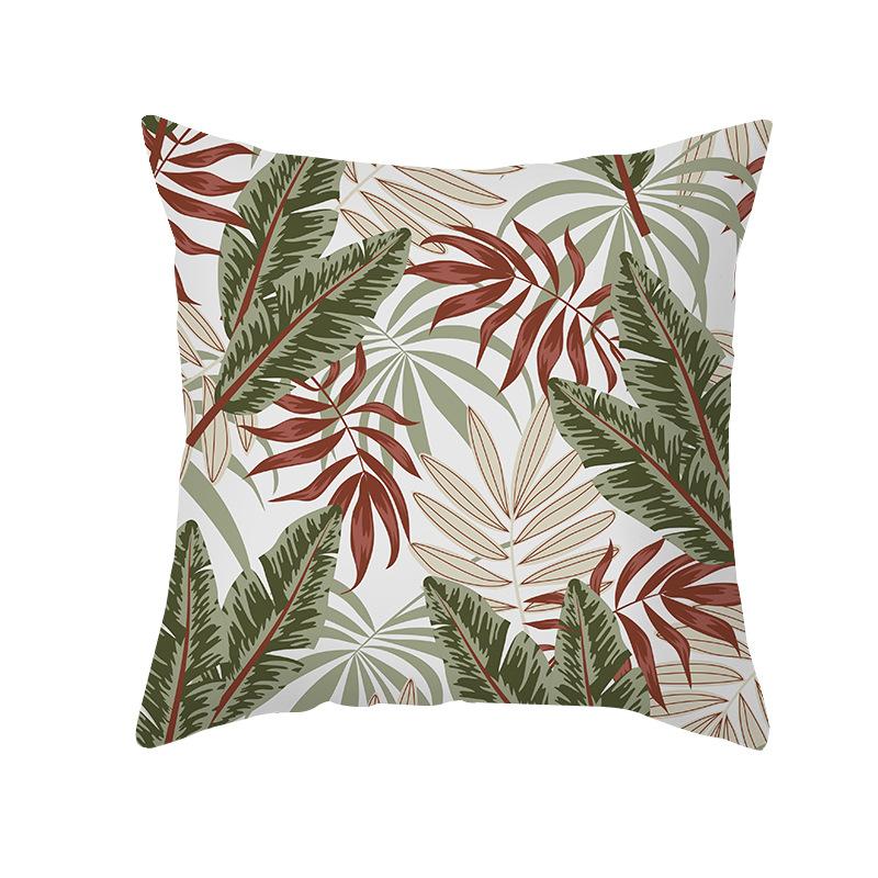Peach Skin Printed Pillowcase Small Fresh Nordic Green Plant Sofa Cushion Cushion Cover Home Supplies