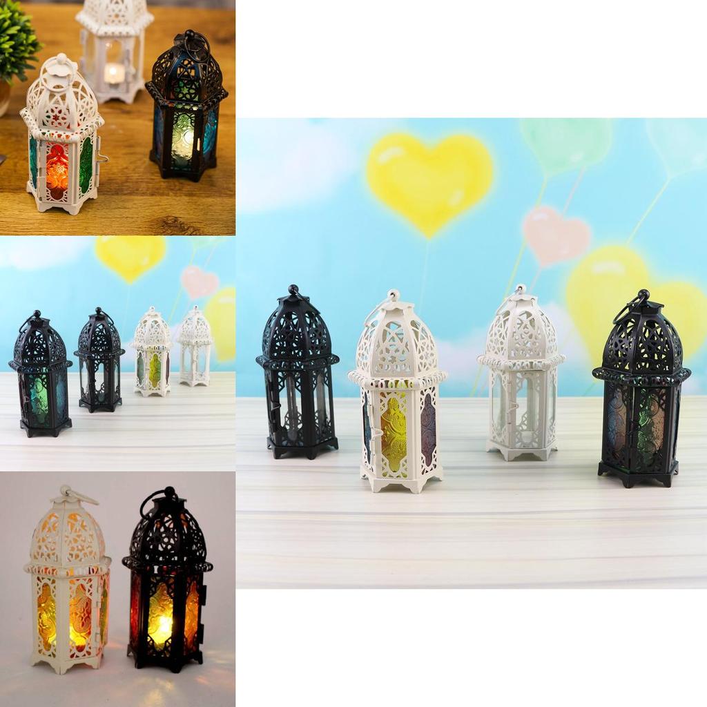 Hollow Moroccan Vintage Iron Lantern Tea Light Hanging Candle Candlestick Holder