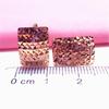 Exquisite Pure Russian 585 Purple Gold Gypsy Square Glossy Laser Color Gold Fashionable Rose Gold-Plated Ear Buckles