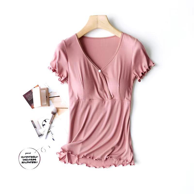 Maternity Short-Sleeve Pajama Set for Nursing and Postpartum Care