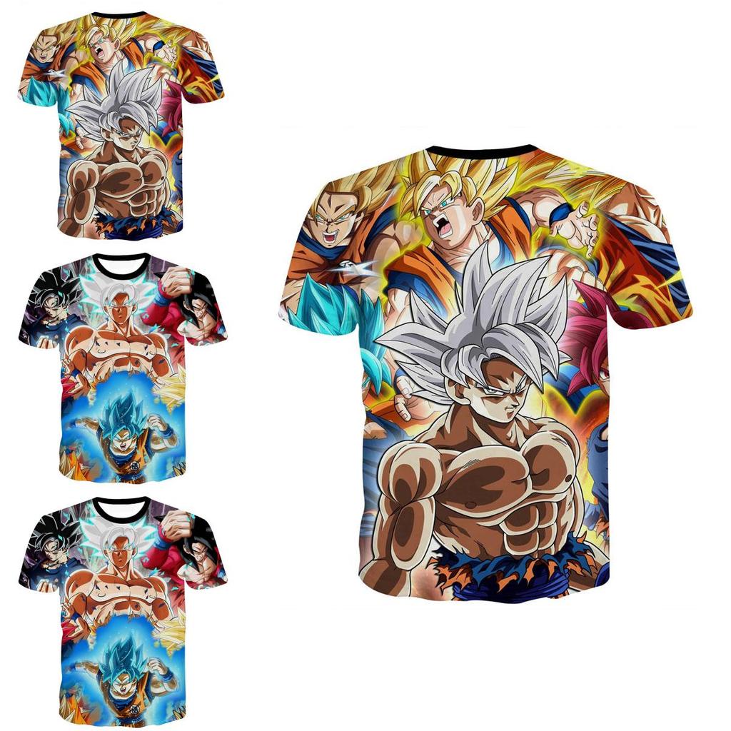 Summer Dragon Tee Ball Z Goku Super Saiyan 3d Print Casual Tshirt Men Top Women