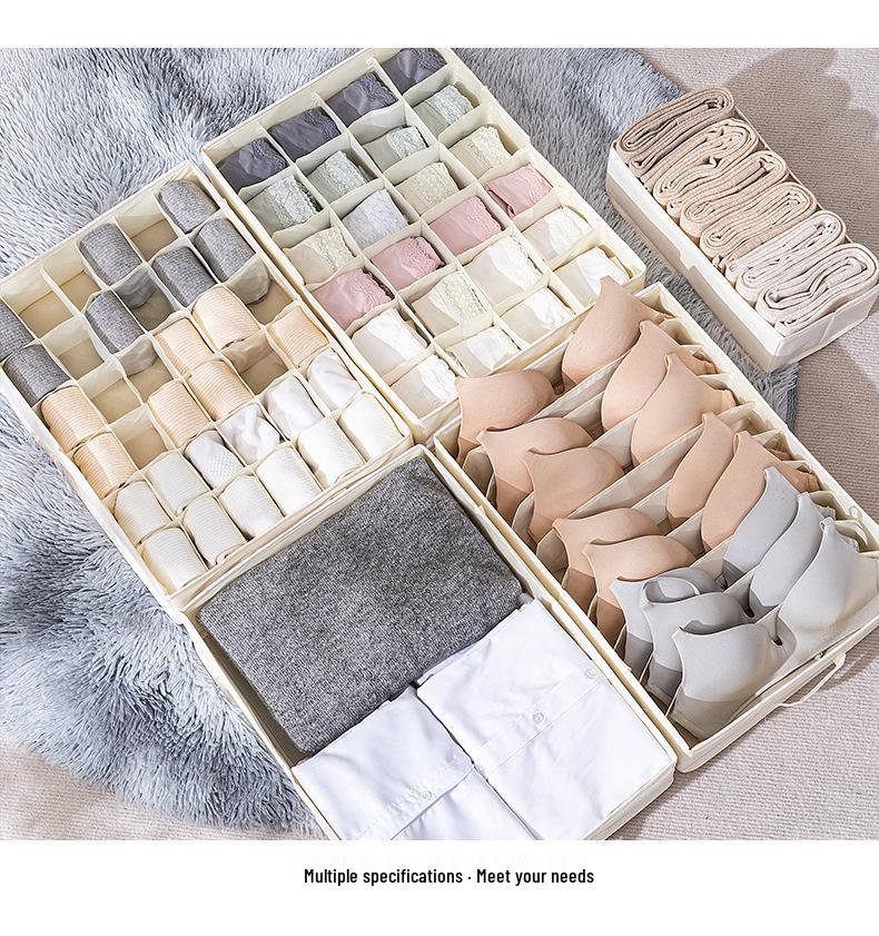 47cm Foldable Cotton Underwear Organizer for Wardrobe Drawer - Extended Version
