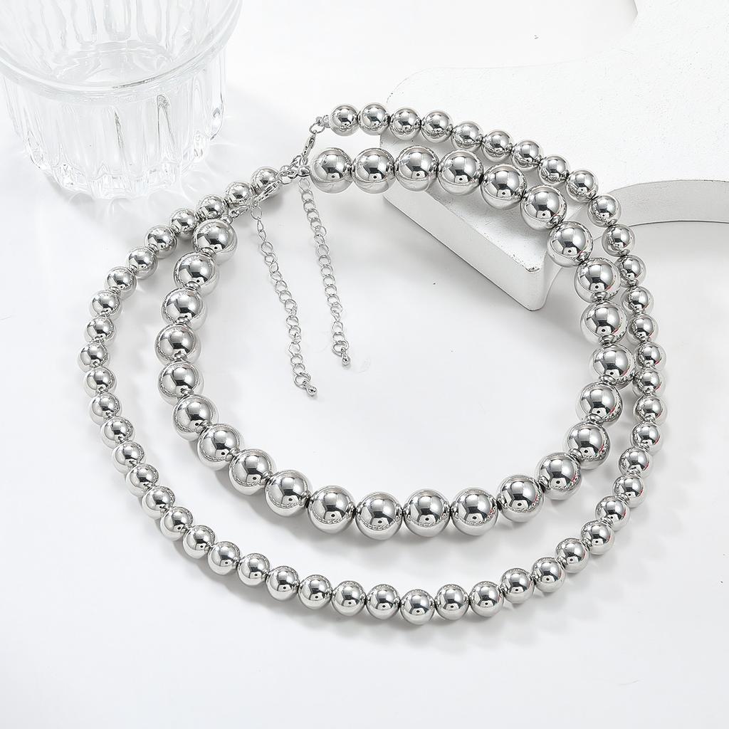 Exaggerated European and American Necklaces Two-piece Set Women CCB Imitation Metal Necklace Trend Hip-hop Accessories Necklace