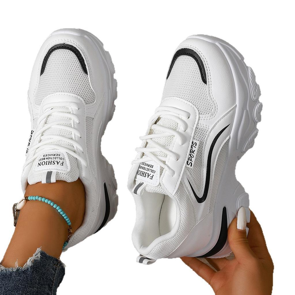 Fashion Ladies Shoes 2025 New Lace-up Women's Vulcanize Shoes Fashion Plus Size Mesh Outdoor Slip-Resistant Comfortable Casual Shoes