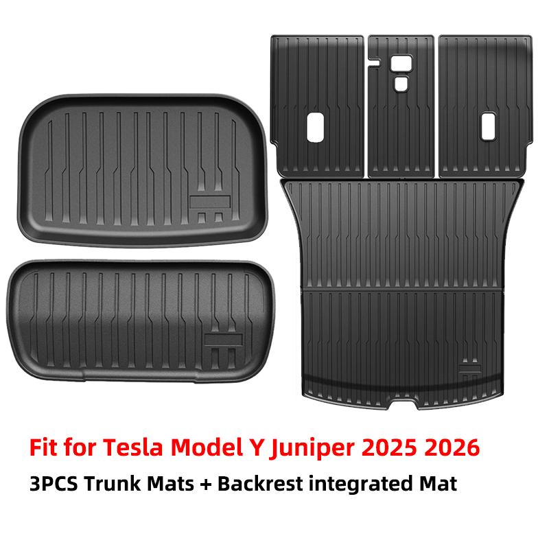 For Tesla Model Y Juniper Floor Mats All Weather Non-Slip Trunk Mats & Cargo Liners for Tesla 2025 2026 Car Interior Accessories