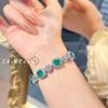Women's Luxury Muzo Green Bracelet Cotton Glass Body High Carbon Diamond Gemstone Party Dress Jewelry
