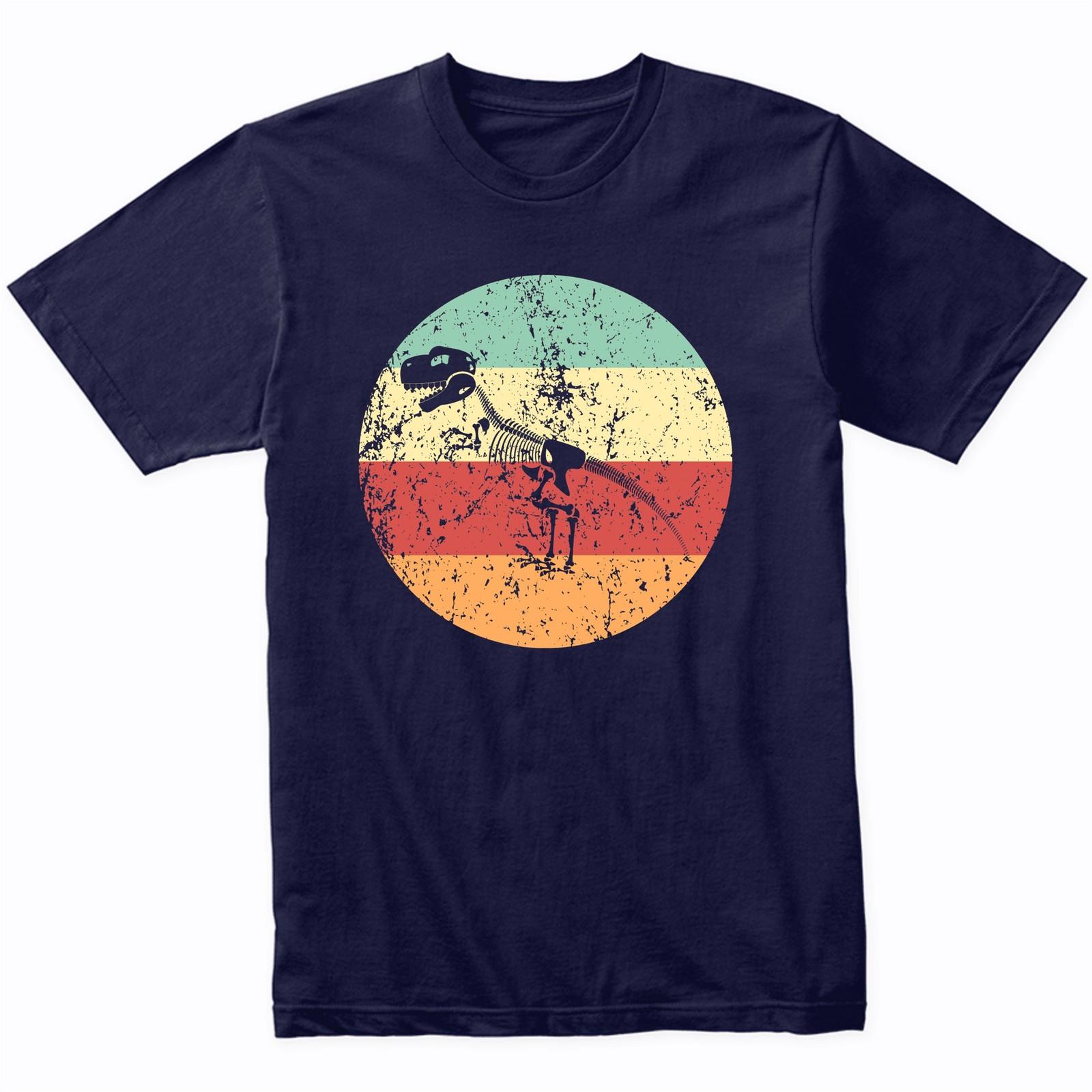 Paleontology Shirt - Retro Dinosaur Skeleton Fossil Icon T-Shirt - Retro Colors S
