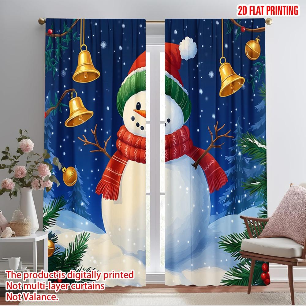 

2pcs,2D plane printing Pattern Curtains Cute Snowman Winter Christmas Festive (3) Versatile Fabric (without rod) Gifts Perfect 52.50×116.00 CM 2pcs