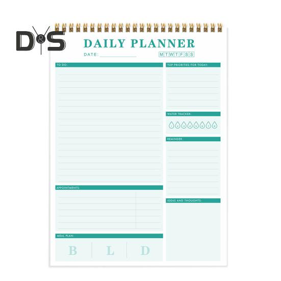 Tagesplaner mit Doppelspiralbindung, To-Do-Liste, Notizbuch für Studenten, Büroangestellte, Tagesplanerbuch für Büro und Schule