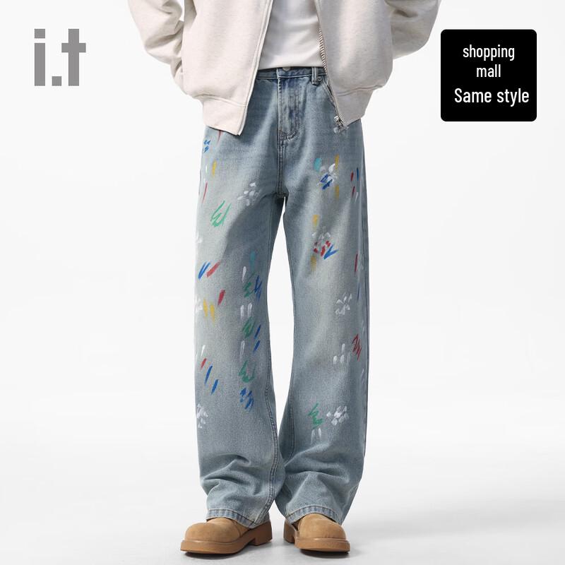 CHOCOOLATE i.t Retro Graffiti Ink Splash Loose Jeans 31