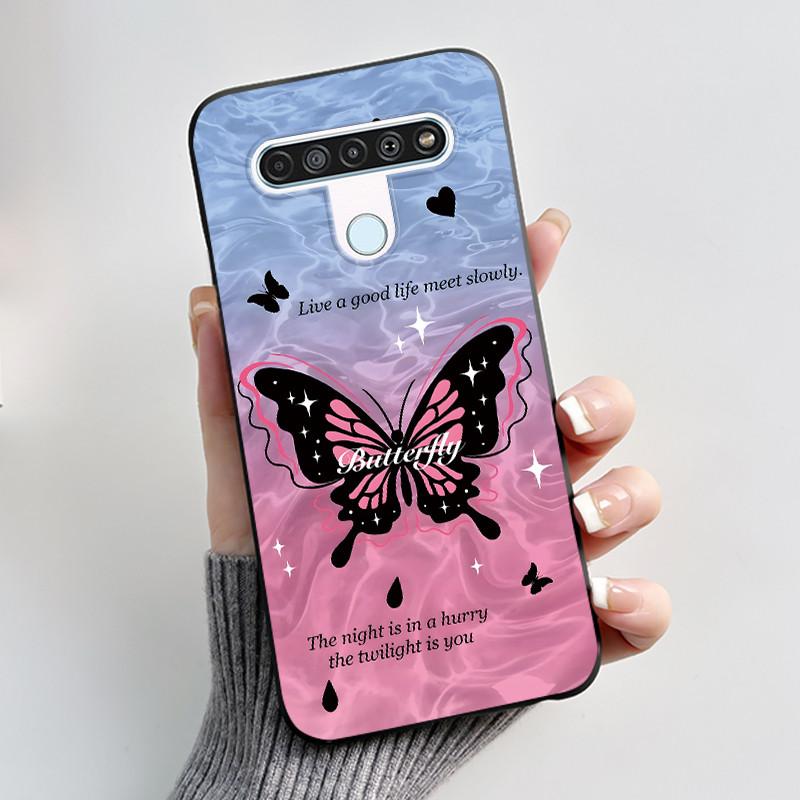 Cute Case For LG Q61 Capa For LG K61 Coque For LG Q70 Fundas Printing Shell Protective Cover Soft Silicone Cartoon Black Casing
