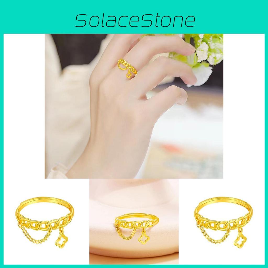 Four Leaf Chic Clover Ring For Women Adjustable Copper Plated Accessory Fashion