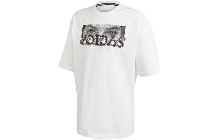 Мужские белые футболки Adidas с круглым вырезом, умеренного прямого кроя, GQ0546 L