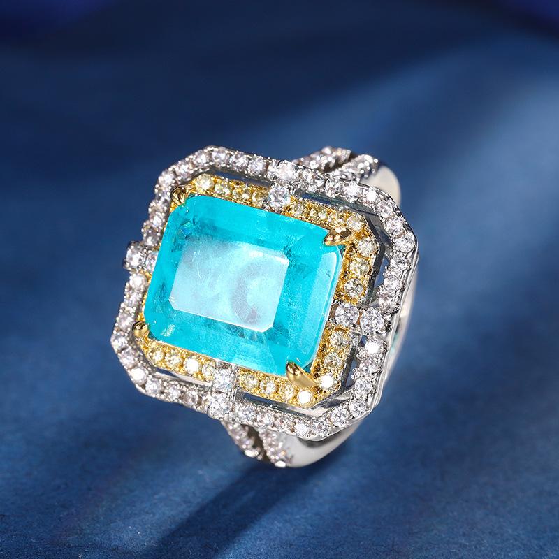 

Jewelry Copper Bottom Gold-Plated Simulation Paraiba Square Wrist Women S Set 12 * 16-12 * 14