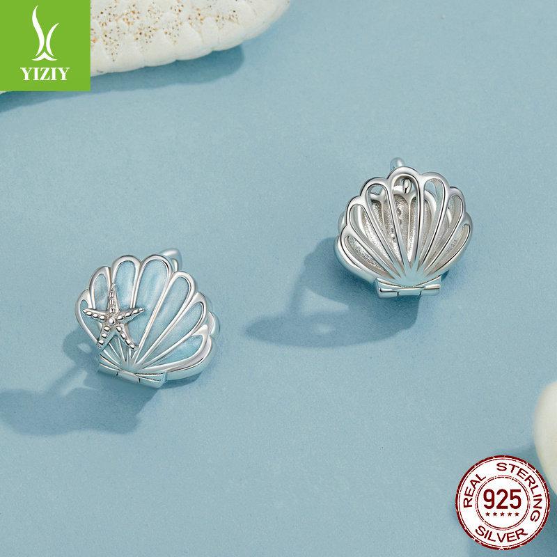 Blue Starfish Shell Ear Buckle Women, Romantic And Elegant Design S925 Sterling Silver Earrings Earrings