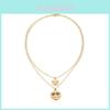 Statement Two-tone Metal Smiley Face Necklace Chic Geometric Style For Womens Jewelry Collection
