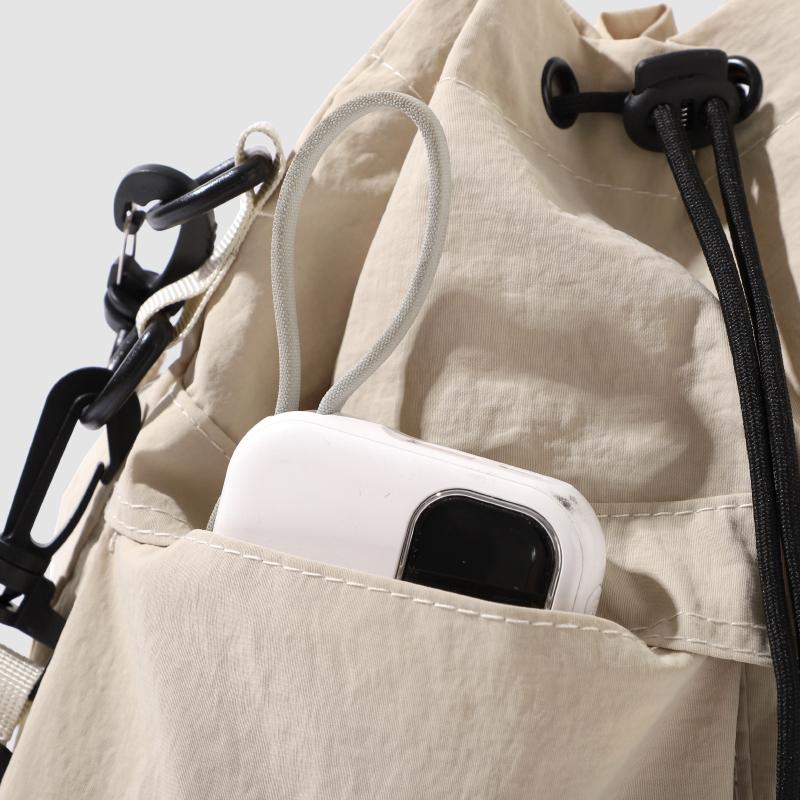 Nylon Small Satchel Multi-Pocket Lightweight Hand Bucket Bag Women's Shoulder Crossbody Bag